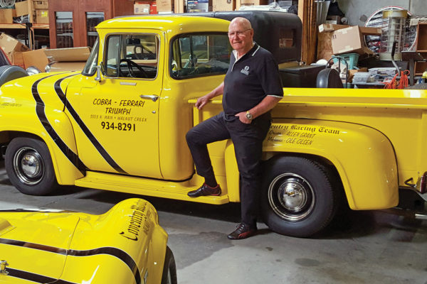 This 1956 Ford pickup is a recreation of the exact truck given to Allen Grant by Coventry Motors 
as a tow rig for the Cobra.