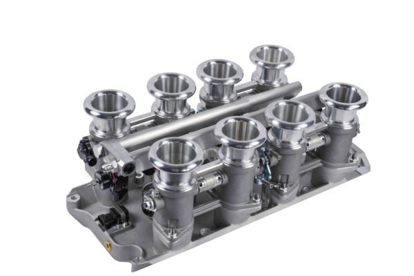 For a more traditional, period treatment, Borla’s Eight Stack throttle body system has a classic look that conceals its contemporary components.