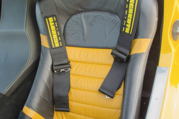 The two-tone upholstery was custom-tailored by Elegance Auto Interiors in Upland, California.