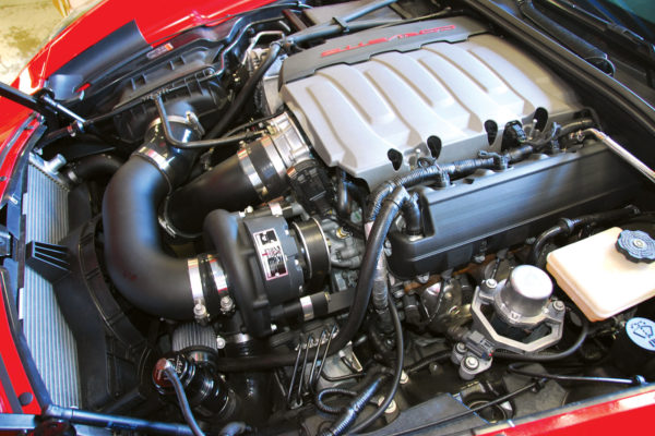 This Vortech centrifugal supercharger is compact enough to fit under the hood of a C7 Corvette.