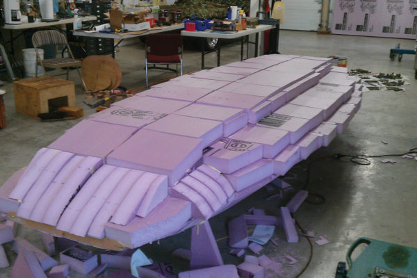 Here’s how the initial application of foam blocks build up the shape of body, which will then be shaved down.