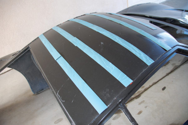 The QuietRide kit includes insulation for the roof as well. These strips of Dynamat were laid on top to illustrate how they’ll be positioned underneath, in the headliner, in order to minimize vibration.