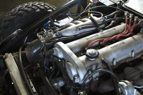 While a stock Miata engine can be used, Exomotive installed the FMII turbo kit to boost the output to 256 HP to the wheels.