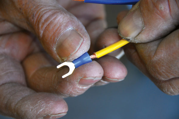 When crimping on new connectors, make sure the connector you are installing is sized for the gauge of wire it’s going on.