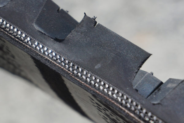 Another close look reveals the two layers of steel belts that make the Firestone Destination M/T2 
strong enough to scramble over rocks without tearing up the tires.