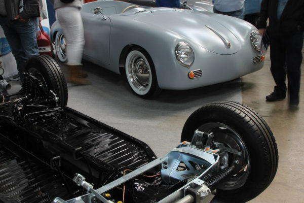  The VW Beetle-based Pilgrim Speedster can be updated with modern Red 9 Design replacement subframe with rack-and-pinion steering, double 
wishbone suspension and coilovers that bolts onto the front of a Beetle floorpan.