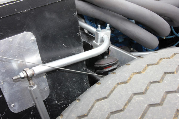 The rear anti-roll bar is bolted directly to the top mount for the AVO coilovers.